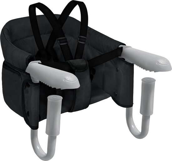 Opvouwbare Babystoel voor Tafel – Kinderstoeltje en Zitverhoger – Ideaal voor Thuis en Reizen – Veilig, Comfortabel en Gemakkelijk te Installeren, Zwart van Angoo.