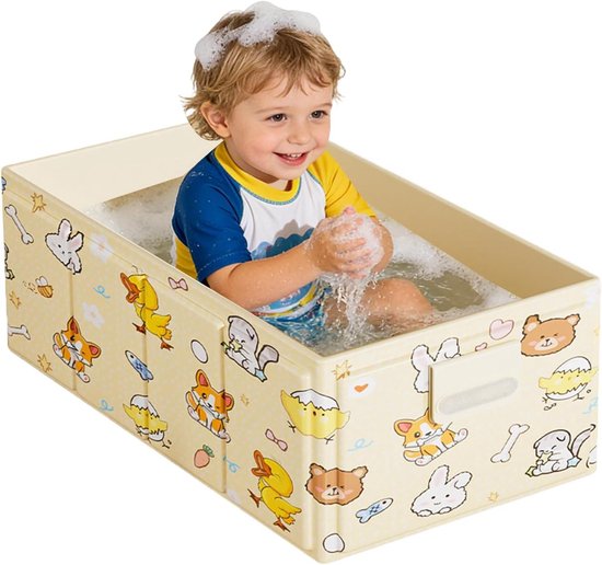Opvouwbare badkuip - Draagbaar bad - Baby ontspannen - Plat inklapbaar - 84 x 43 cm - Geel