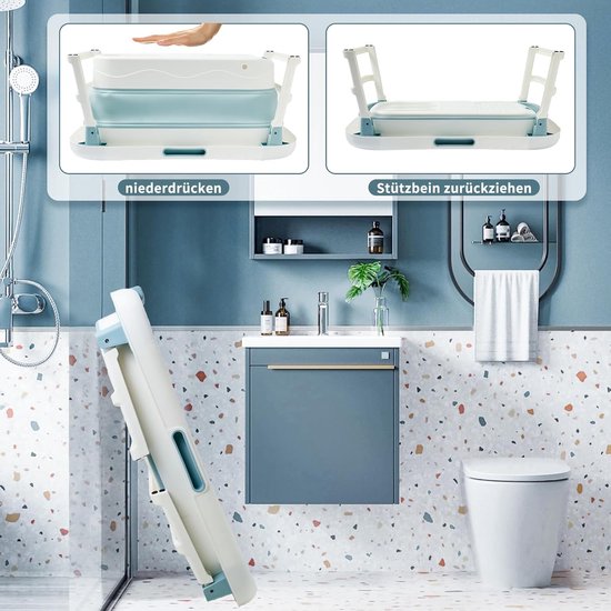 Opvouwbare Badkuip voor Volwassenen 128 x 62 x 53 cm – Inklapbare Mobiele Badkuip voor Kleine Badkamers, Ergonomisch Zitbad, Multifunctioneel voor Kinderen & Huisdieren – Pauwhome