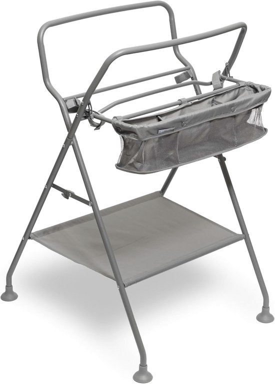 Opvouwbare Badstandaard voor Baby met Opbergvakken en Morsvrije Afvoerslang - Ergonomische Lichtgewicht Houder voor Badkuip