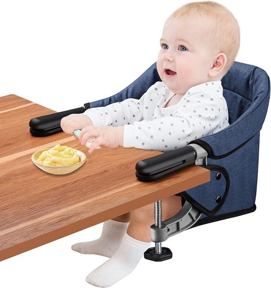 Opvouwbare Draagbare Babyvoedingsstoel - Clip Op Hoge Stoel - Verwijderbare Stoel voor Thuis en Op Reis - Blauw van Nûby