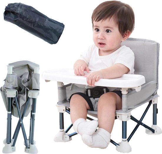 Opvouwbare Hoge Stoel voor Baby's en Peuters met Afneembaar Dienblad en Verstelbare Veiligheidsgordels van Merkloos