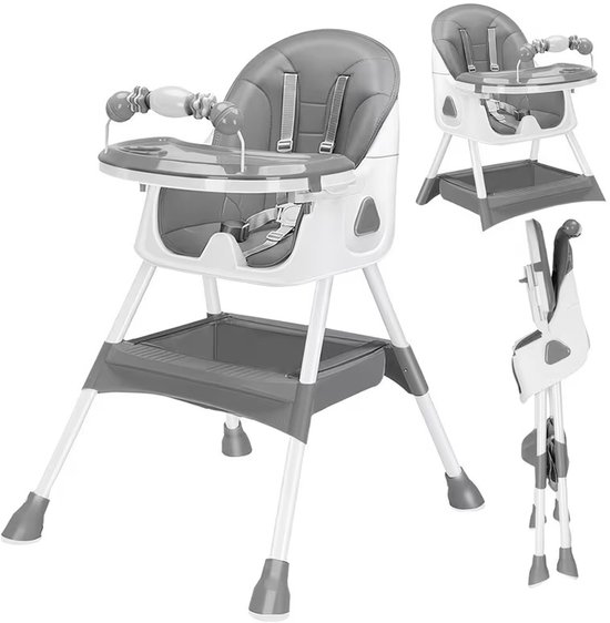 Opvouwbare Kinderstoel met Tafel – Baby Eetstoel – Grijs van Munchkin