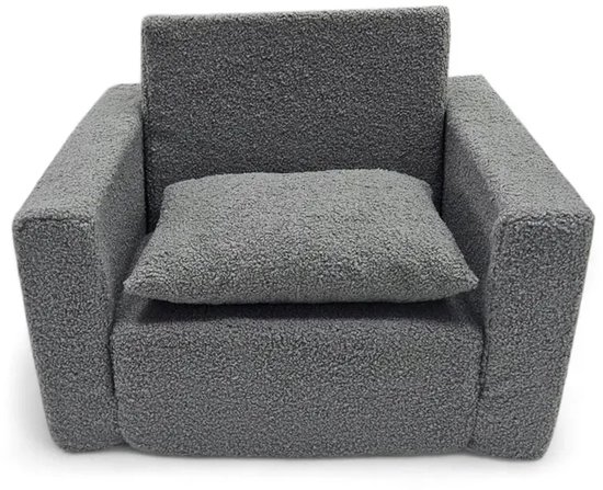 Opvouwbare Kinderstoel, Zachte Zitplaats voor Kinderen, Ideaal voor Speelkamers en Woonkamers, grafiet van Merkloos