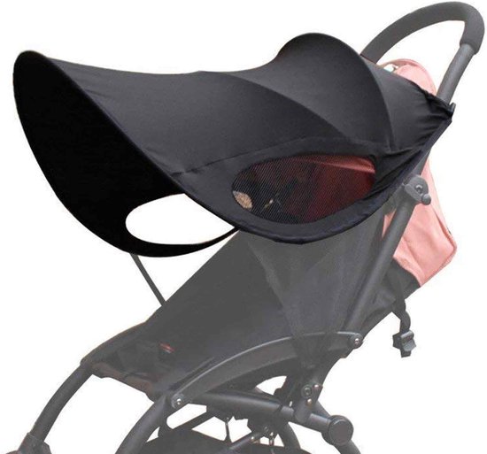 Opvouwbare Kinderwagen Zonnescherm - UPF50+ Anti-UV Luifel - Waterdicht - Universele Pasvorm - Zonbescherming - Voor Baby's & Peuters - Zwart - Standaardformaat - 1 Stuk van Merkloos