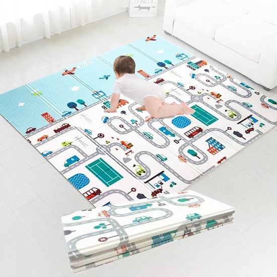 Opvouwbare kruipmat voor baby's - XPE kruipdeken 200x180 cm - dik 1 cm - waterdicht en dubbelzijdig antislip van Lalaloom