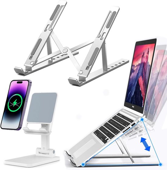 Opvouwbare Mobiele Telefoonhouder Standaard Laptophouder, Laptopverhoging voor Bureau Aluminiumlegering Laptopstandaard voor Macbook Air Pro Dell HP laptop 19 inch kleiner