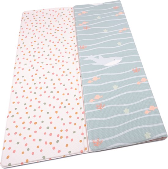 OPVOUWBARE SPEELMAT BABY -LITTLE GEM ON THE MOVE - 140 X 140 CM - dubbelzijdig bedrukt - afwasbaar & antibacterieel van Marelson
