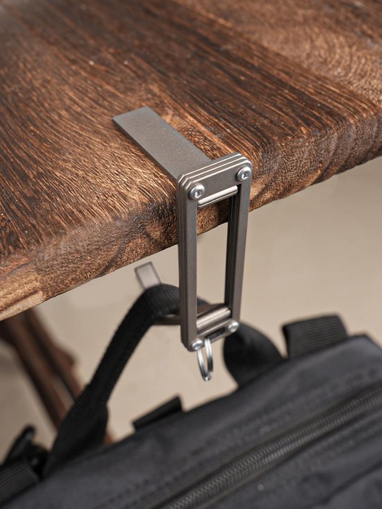 Opvouwbare Tas Hanger voor Tafel en Bureau - Lichte Titanium Tasjeshouder van Kikkerland
