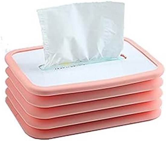 Opvouwbare Tissue Box - Wipes Houder - Baby Verzorging - Automatisch Ingedrukt - 20 x 13.5 cm - Roze