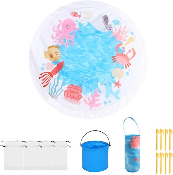 Opzetbad Voor Peuters - Zandwerend Zwembad - Waterpret Buiten - Draagbare Zwemzone - 14 meter - Blauw