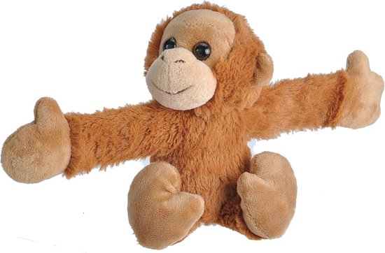 Orang-oetan knuffeldier met klaparmband - 20 cm - Kinderspeelgoed