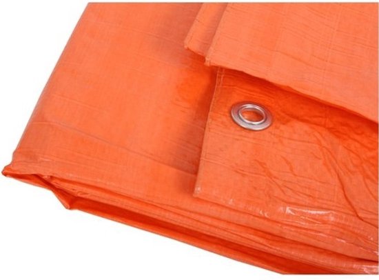 Oranje afdekzeil / dekzeil - 6 x 8 meter - dekkleed / zeil van Perel