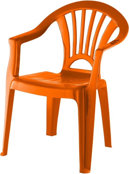 Oranje stoeltje voor kinderen 51 cm - Tuinmeubelen - Kunststof binnen/buitenstoelen voor kinderen van Relaxdays