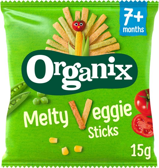 Organix Baby Knabbels 7+ m Groentesticks 15 gr - 8x 15 gr - Voordeelverpakking van Organix