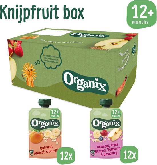 Organix Knijpfruit box 12+ Maanden - 24 stuks - 100% Biologisch - Knijpzakje Peuter van Merkloos