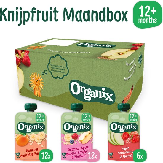 Organix Knijpfruit Maandbox 12+ Maanden - 30 stuks - 100% Biologisch - Knijpzakje Peuter van Organix