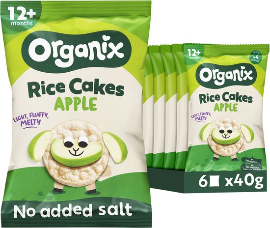 Organix Luchtige Rijstwafeltjes 7+m - Babymaaltijd - Snack - Appel - 6 x 40g
