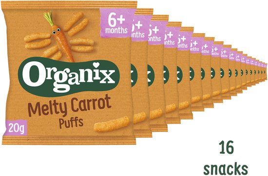 Organix Wortel Knabbels 6+m - Babymaaltijd - Snack - 16 x 20g - Voordeelverpakking
