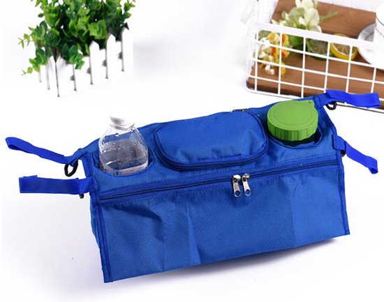 Organizer kinderwagen - Bekerhouder - Flessenhouder - Luiertas kinderwagen - Universeel - Buggy organizer - Fleshouder - Blauw van Koeka