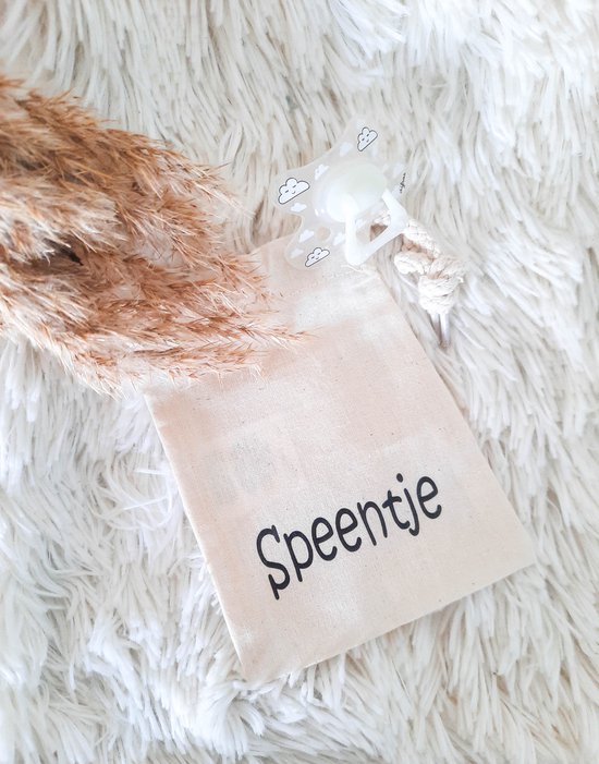 Organizer - Speentje - Gifts by M - Speenzakje - Luiertas - Opbergzakje - Hygiënisch - Baby - Trekkoord - Katoen - Naturel - Kraamcadeau van Gifts by M