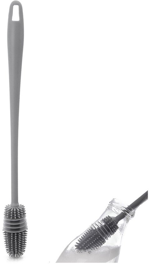 Orion - Flessenborstel - 32,5 cm - Siliconen - Grijs