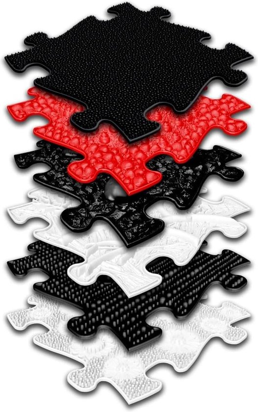 Orthopedische babymat Sensorimotorische puzzel speelmat voor kinderen - Massagevloer 80x55cm (zwart wit) van Ortho