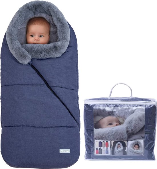 Orzbow luxe Bontkraag Voetzakken voor kinderwagens, Universele babyvoetenzak voor babywagen buggy, Wintervoetenzak pasgeborenen kinderwagenaccessoires -Waterdicht, met Draagtas van ORZBOW®