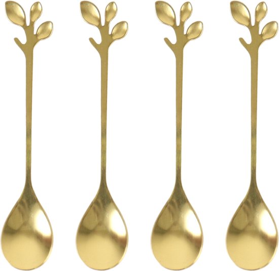 OTIX Theelepeltjes - Goud - Bladeren - Koffielepeltjes - 4 stuks - LEAF van OTIX