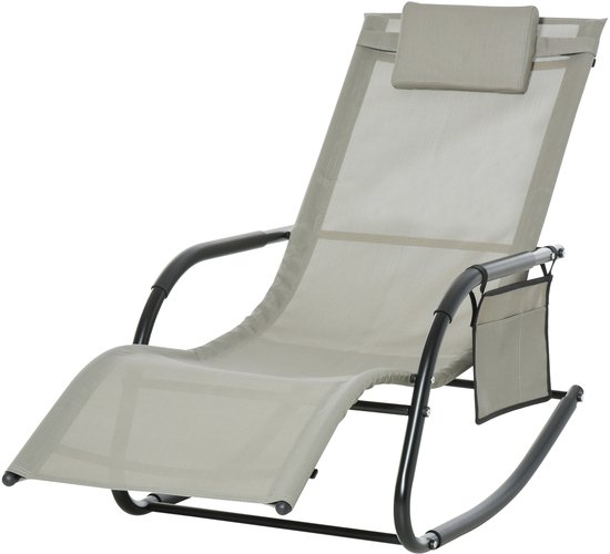 Outsunny Schommelstoel Metaal, ademend mesh 150L x 62B x 88H cm Lichtgrijs van Merkloos