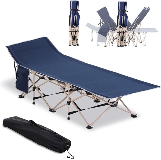 Outsunny Veldbed campingbed camping ligbed verhoogd opvouwbaar draagtas staal Oxford blauw A20-116 van Outsunny