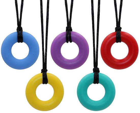 OUYLAF Bijtketting Kauwketting - Kauwketting Kind - Kauwsieraad - bijtketting - bijtketting jongen - 5pcs van OUYLAF