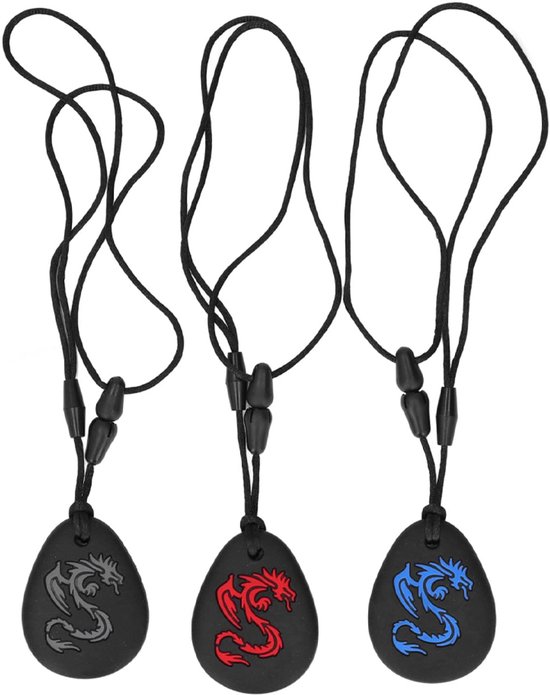 OUYLAF bijtketting ketting - Drakentandgom - 3pcs - Kauwketting - bijtketting - bijtketting jongen - bijtketting autisme - kauwsieraad - voor kinderen, ADHD, autisme en kinderen van Merkloos