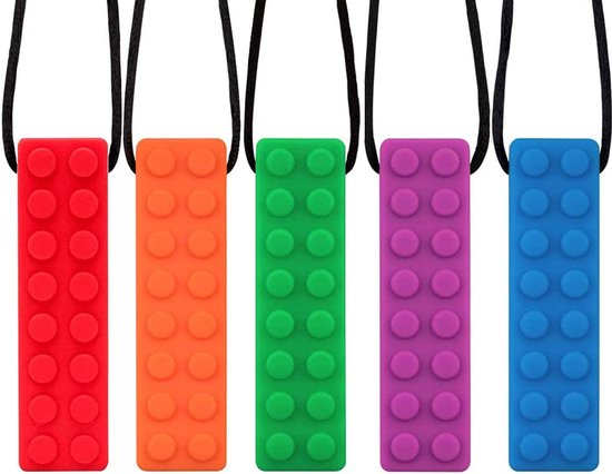 OUYLAF Bijtketting Set - bijtketting staaf - Kauwketting voor kind - Bijtketting Kauwketting - bijtketting meisjes - Kauwsieraad - bijtketting - 5PCS - Kauwkettingen - voor ADHD, autisme, bijten, behoeften, orale motoriek van Merkloos