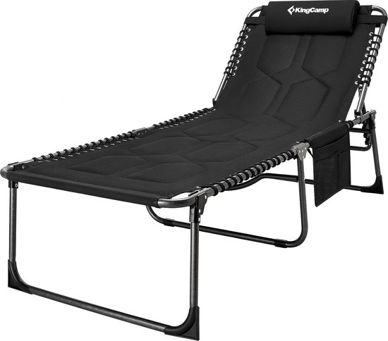 Oversize gewatteerde ligstoel 4-positie verstelbare 78 x 27 inch tuin lounge stoel voor zware mensen opvouwbaar kampbed met kussen, belasting 300 pond voor camping tuin terras zwembad binnen buiten van Homgarden