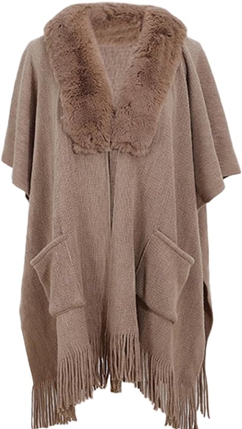 Oversized Dames Poncho Sjaal Deken met Comfortabele Nek en Zakken - Dikke Warme Winter Cape