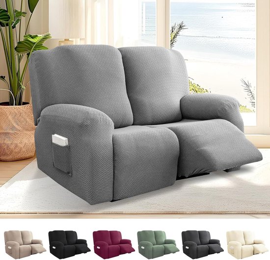 Overtrek voor relaxstoel met zakken, stretch, wasbaar - Donkergrijs, all-inclusive bankovertrek, fauteuilbeschermer - tv-fauteuil van Merkloos