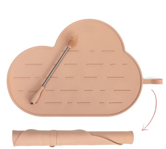 Owego - Yummy Clean Set - 2in1 druipmat & placemat - Oprolbaar - Meeneembaar - Stofafstotend - Vaatwasbestendig - Blush van Merkloos