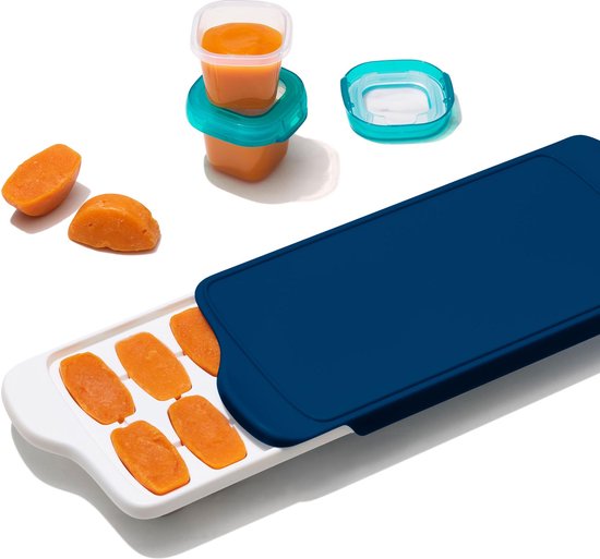 OXO tot Babyvoeding diepvriesbakjes - Babyvoeding bewaarbakjes - Diepvriesbakjes met deksel - 14x22 ml- Navy van OXO
