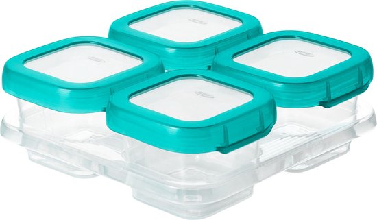 OXO tot Babyvoeding diepvriesbakjes - Babyvoeding bewaarbakjes met deksel -4x120 ml- Teal van OXO