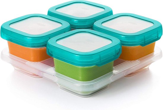 OXO tot Babyvoeding Diepvriesbakjes - Bewaarbakjes met deksel -4x180 ml- Teal van OXO