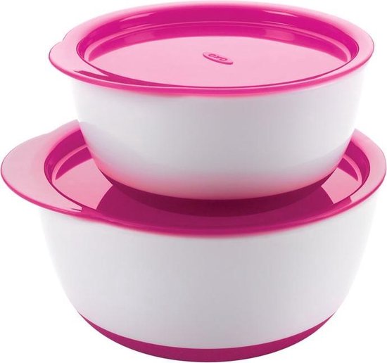 OXO tot Kleine & grote kom - Baby bordje - 2 kommetjes met deksel - Pink van OXO