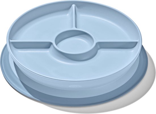 OXO tot Stick & Stay Bord met 3 vakjes - Babybord - Kinderbord - Bordje zuignap - Baby servies - Dusk van OXO