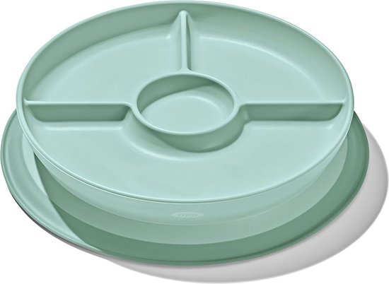 OXO tot Stick & Stay Bord met 3 vakjes - Babybord - Kinderbord - Bordje zuignap - Baby servies - Opal van OXO