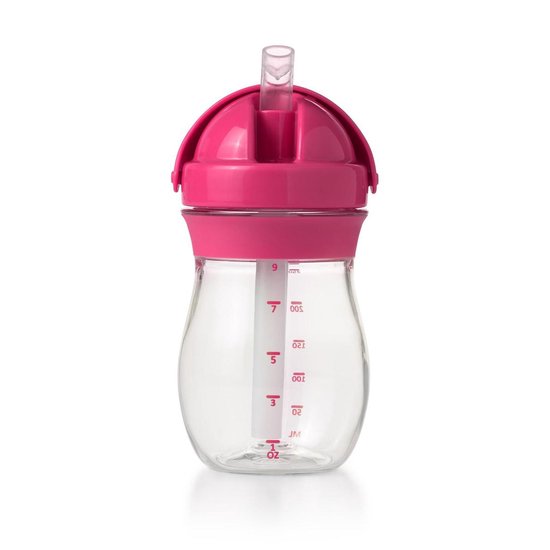 OXO Tot Transitions Rietjesbeker - Drinkbeker met rietje - Drinkbeker baby - Drinkbeker kinderen - Antilekbeker -250 ml - Pink van OXO