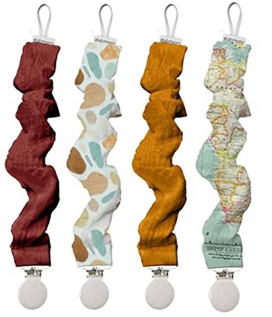Pacifier Clips Set of 4 with Metal Clip for Babies - Safe Pacifier Holder Chain