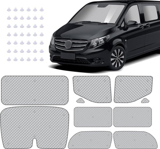 Pack of 10 Thermal Mats for VITO II W639/Viano 2003-2014 - Internal Car Sun Visor Windscreen Cover - Blackout Sun Protection Mats - Windscreen Mat van Willex