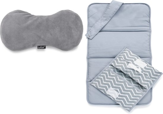 Package deal Woller Warmtekussen + Napper Verschoonmatje en Luieretuitje - Grey, Grijs van Merkloos