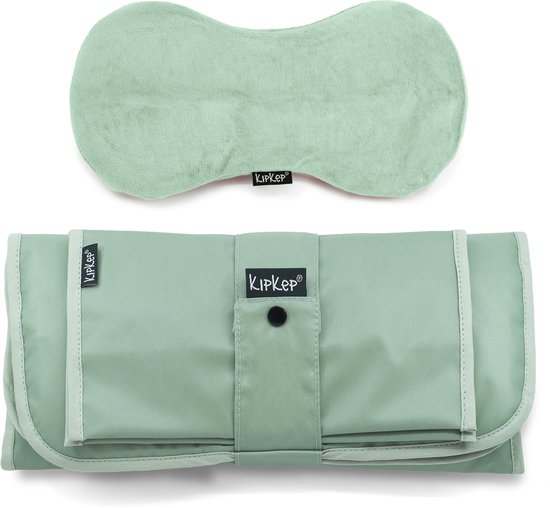 Package deal: Woller warmtekussen + Napper verschoonmatje en luieretuitje - Pale green - Groen - verzorging - buikkrampen van Merkloos
