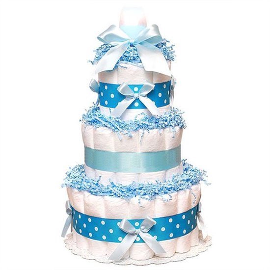 Pampers luiertaart 3 laags Jongen/Kraamcadeau/Geboorte jongen/babyshower/naïf billendoekjes. van Pampers